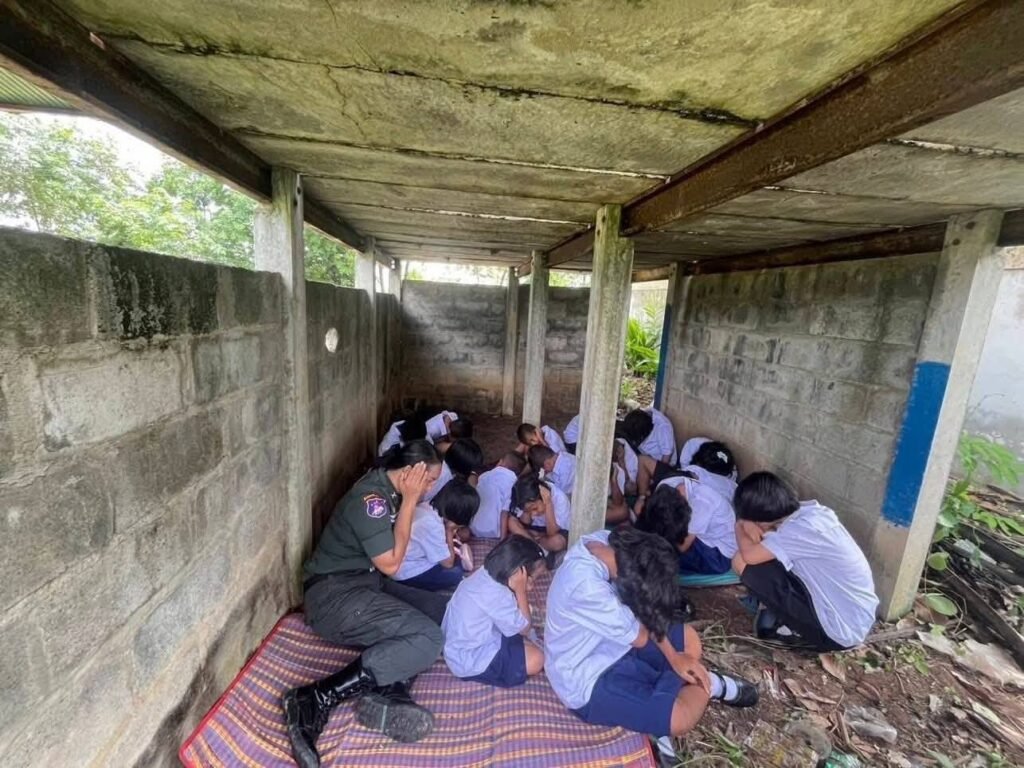 504714811_699897995994348_40420647430642558_n-1024x768 ตชด. สุรินทร์ นำ 4 โรงเรียนแนวชายแดน ซ้อมแผนเผชิญเหตุ อพยพนักเรียนลงหลุมหลบภัย รับมือสถานการณ์ฉุกเฉิน