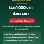 การ์ดข่าว ครม. อนุมัติเงินช่วยเหลือชาวนา ไร่ละ 1,000 บาท ปีการผลิต 68/69