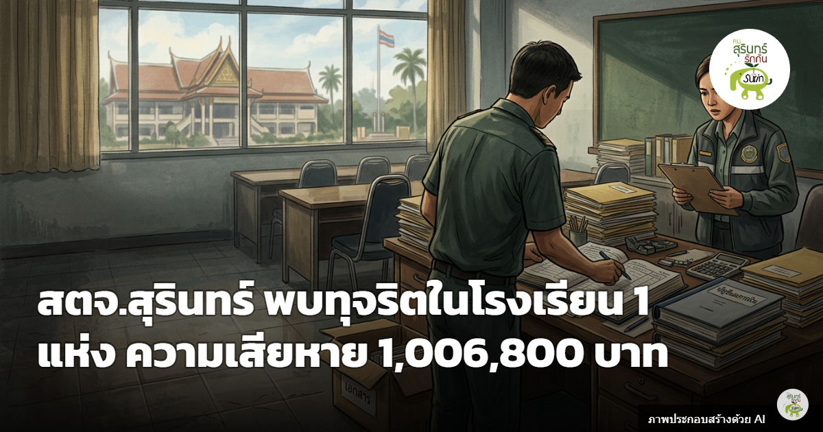 สตจ.สุรินทร์ ฟันโรงเรียนทุจริต งัดเงินจ่ายเกินสัญญา-งบเหลือจ่ายใช้มิชอบ เสียหายกว่า 1 ล้าน ส่ง ป.ป.ช. เชือด