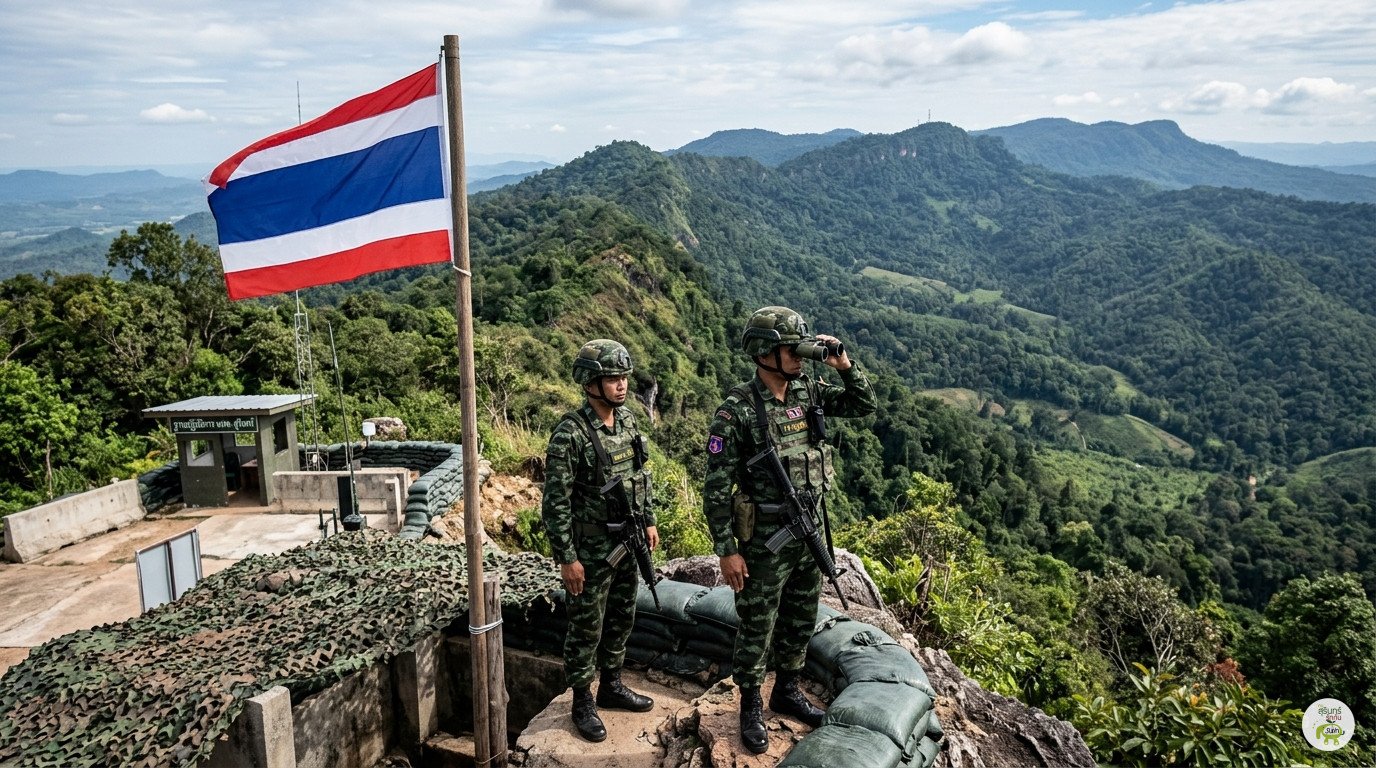 ทหารไทยปฏิบัติหน้าที่ดูแลความมั่นคงตามแนวชายแดนไทย-กัมพูชา เทือกเขาพนมดงรัก