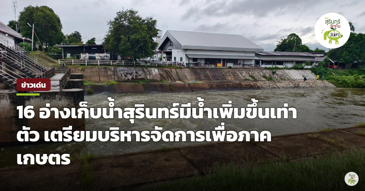 ชลประทานสุรินทร์เผย 16 อ่างเก็บน้ำ ปริมาณน้ำพุ่งเท่าตัว วางแผนระบายสมดุล หนุนภาคเกษตร-นาปรัง