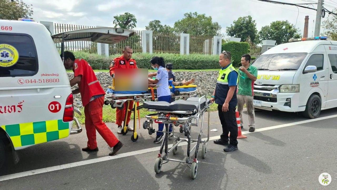 กู้ภัยและ EMS นำส่งผู้บาดเจ็บส่งโรงพยาบาลสุรินทร์
